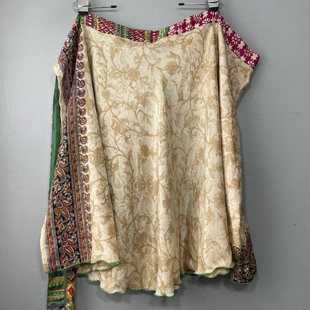 Silky Wrap Skirt One Size Reversible Sari Sarong Tribal Ethnic Bohemian Gypsy - Picture 6 of 9